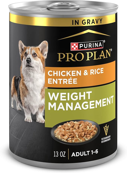 Purina Pro Plan Weight Management Wet Dog Food Chicken and Rice Entrée in Gravy - (Pack of 12) 13 oz. Cans