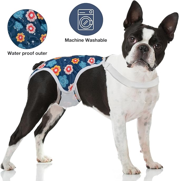 MICOOYO Dog Diaper Onesie Sanitary Pantie with Adjustable Suspender Washable Dog Period Panties Doggie Diapers Pet Underwear Female Dogs Diapers for Heat (Floral, L/XL)