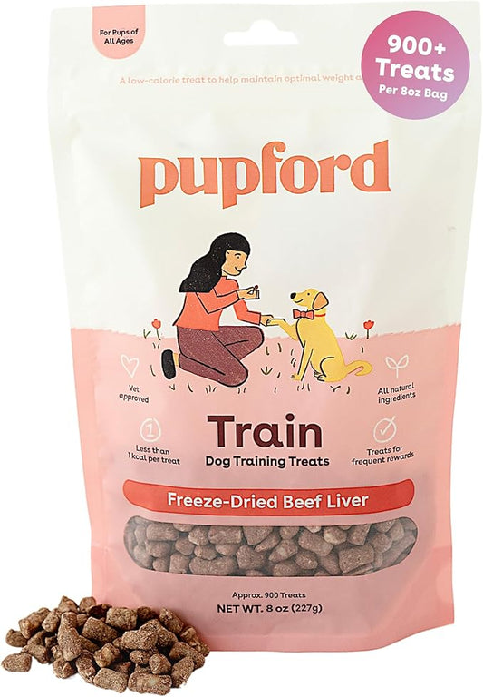 Pupford Freeze Dried Training Treats for Dogs & Puppies, 950+ Three Ingredient Bites (Beef Liver, 8 oz)