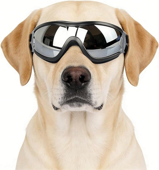 Namsan Dog Goggles Large Breed, UV-Protection Doggie Sunglasses for Medium to Large Dogs, Outdoor Dog Eye Protection, Anti-Fog Anti-Dust Windproof Snowproof, Adjustable Straps, Black