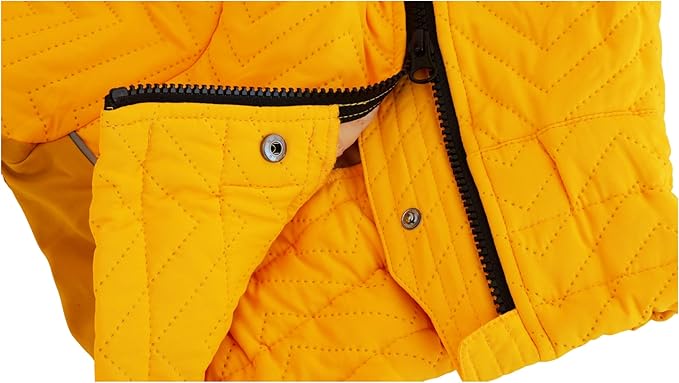 Lovelonglong Warm Dog Coat Double Layers Dog Vest, 4 Legs Covered Windproof Waterproof Reflective Warm Dog Vest Outdoor Skating Dog Costume for Corgis Dachshund Dog Yellow D-M