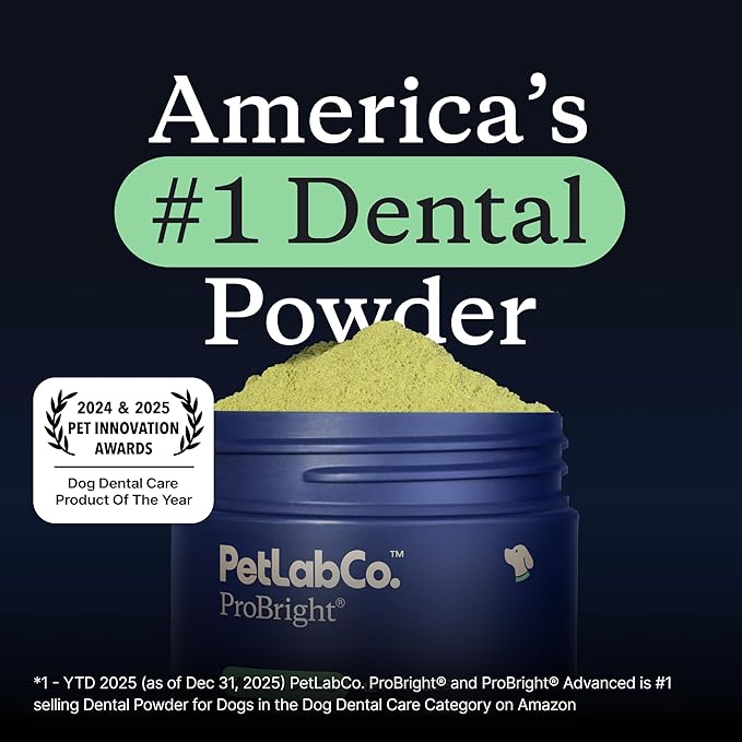 PetLab Co. ProBright Dental Powder - Dog Breath Freshener - Teeth Cleaning Made Easy – Targets Tartar & Bad Breath - Formulated for Small Dogs - Pack of 2
