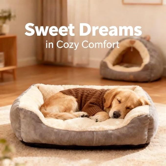 Small/Medium Dog Sweater, Warm Dog Winter Coat w/Sleeves, Comfortable High Neck Premium Dog Clothes for Golden Retriever-Best for Holidays, Daily Walks XXL Brown