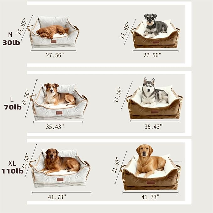 Smart Pet Bed with Health Monitoring System, Gray Orthopedic Dog Sofa, Digital Display, Heart Rate Detection, Sleep Tracking, Cloud Connected (Brown, X-Large)