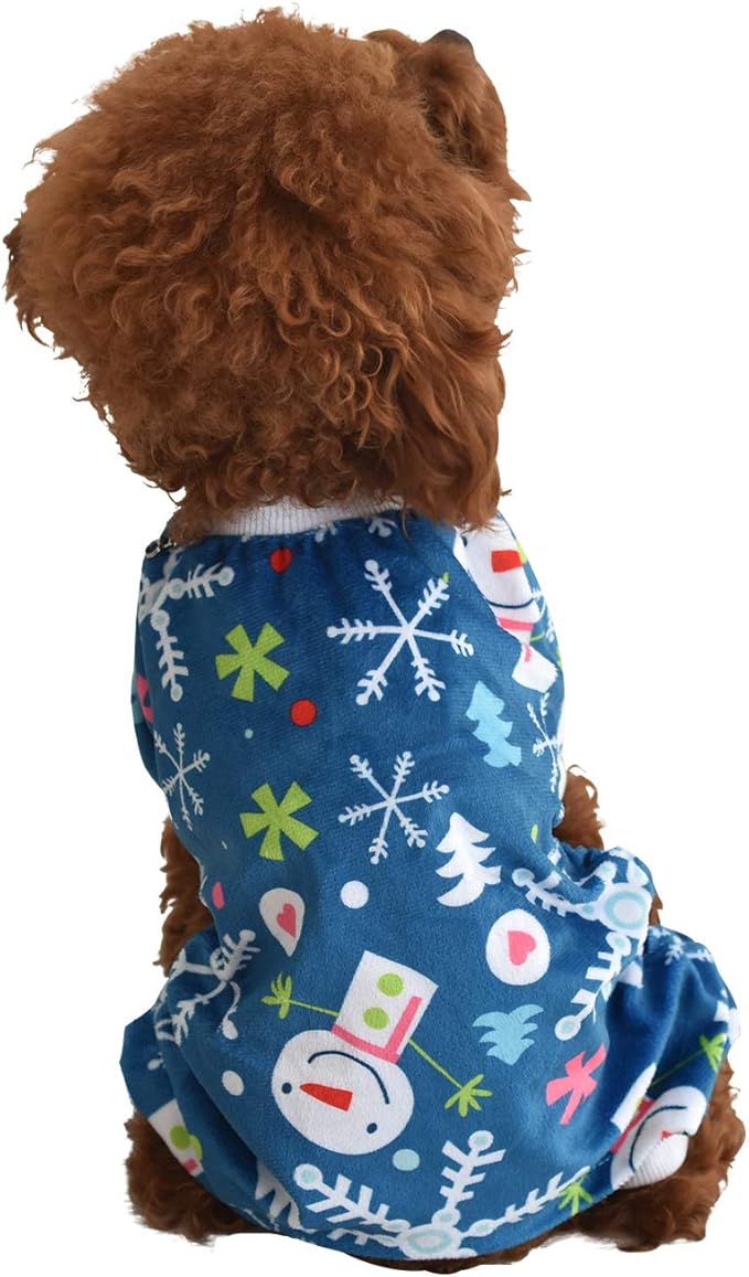 CuteBone Soft & Stretchy Dog Christmas Pajamas - Cozy Pet Jammies Breathable Jumpsuit for Small Dogs - All-Season Comfy Outfit Easy-On Pullover Design - Keeps Pets Warm & Comfortable P85L
