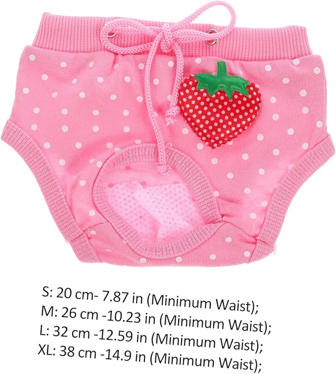 SUPVOX Pet Physiological Pants for Male Dogs Washable Strawberry Dot Comfortable Dog Diapers for and Heat for Home Use and Potty Training