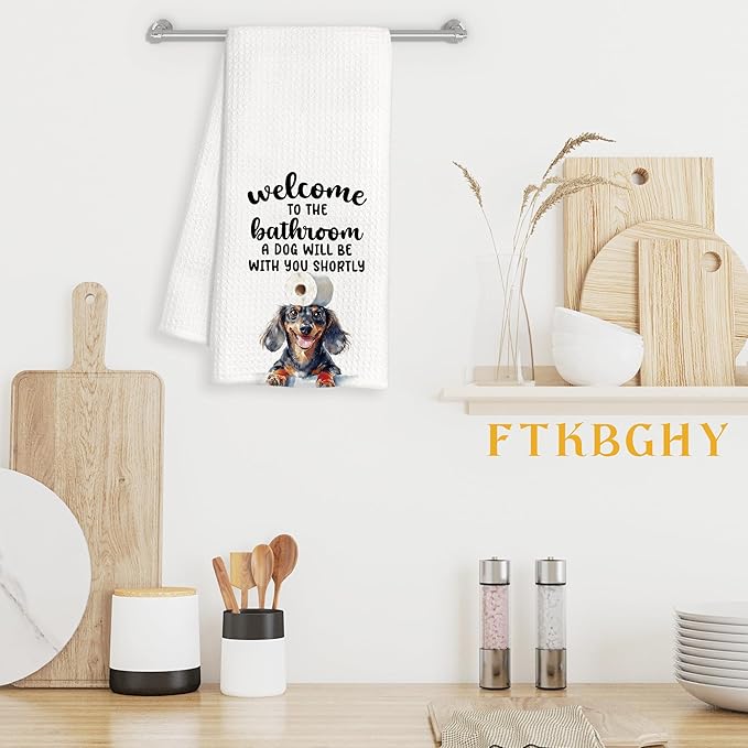 Funny Wiener Dog Hand Towels for Bathroom Decor, Dachshund Gifts for Women Men, Dog Lover Gifts Decorative Hand Towels for Bathroom Restroom Room, 16x24 Inch