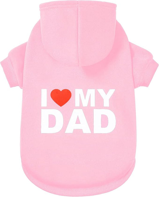 GreenJoy Dog Sweater Dog Hoodie Cold Weather Dog Coat Hooded Sweatshirt for Puppies,Cats, Small Medium Large Dogs (Pink(I Love My Dad), Large)