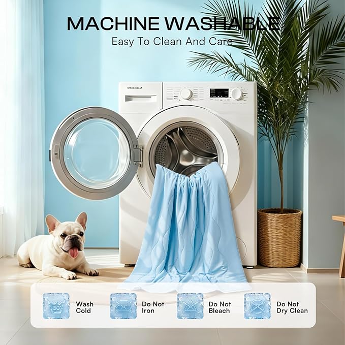 Luciphia Premium Cooling Dog Blanket Washable Q-MAX>0.5 Small Medium Large Pet Mat Puppy Cat Self-Cooling Soft Breathable Calming Throw for Sofa Crate Bed (Light Blue,40x60 inches)