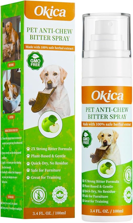 Bitter Apple Spray for Dogs - No Chew Spray for Dogs to Stop Barking Marking and Nibbling - Natural Ingredients Dog Repellent Spray for Furniture and Your Belongings Green