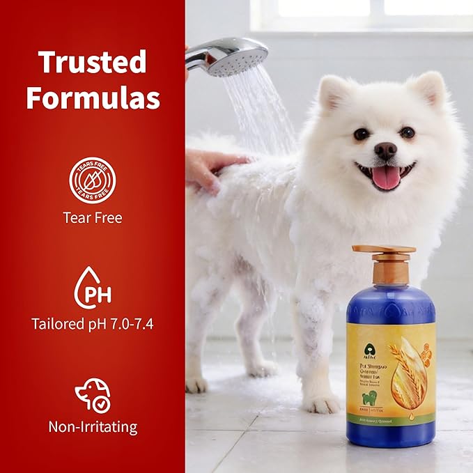 Arf Arf Whitening Dog Shampoo with White Tea & Oatmeal - German pH-Balanced Formula for White Dogs - Removes Yellowing for Maltese & Samoyeds - Gentle Brightening Wash - Fresh Scent, 16oz