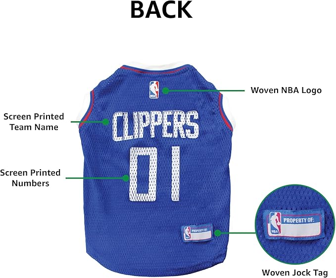 Pets First NBA LOS ANGELES CLIPPERS DOG Jersey, X-Large - Tank Top Basketball Pet Jersey