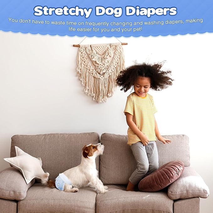 Ambreview Dog Diapers Female, Disposable Pulled Up Dog Diaper with Stretchy Waist, Super Absorbent 360° Leak-Proof Doggie Diapers for Female Puppy Dogs in Heat/Urinary Incontinence (10M)