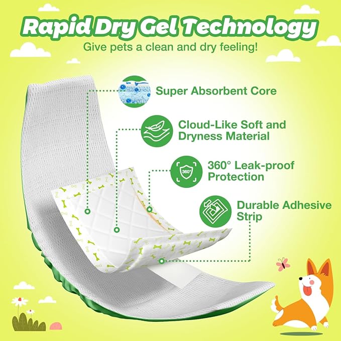 Dono Dog Diaper Liners for Male and Female Dogs, Super Absorbent Dog Booster Pads, 100ct Disposable Doggie Diaper Inserts Fit Reusable Male Belly Bands, Wraps, Washable Period Panties, Regular