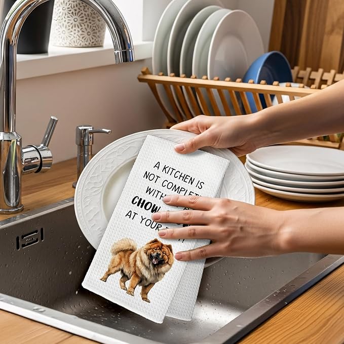 Chow Chow Gifts Dog Kitchen Towels, Gifts for Chowchow Lovers Women Hand Towel, A Chowchow at Your Feet Decorative Tea Dish Towels for Kitchens, Chowchow Dog Kitchen Decor, 16x24in