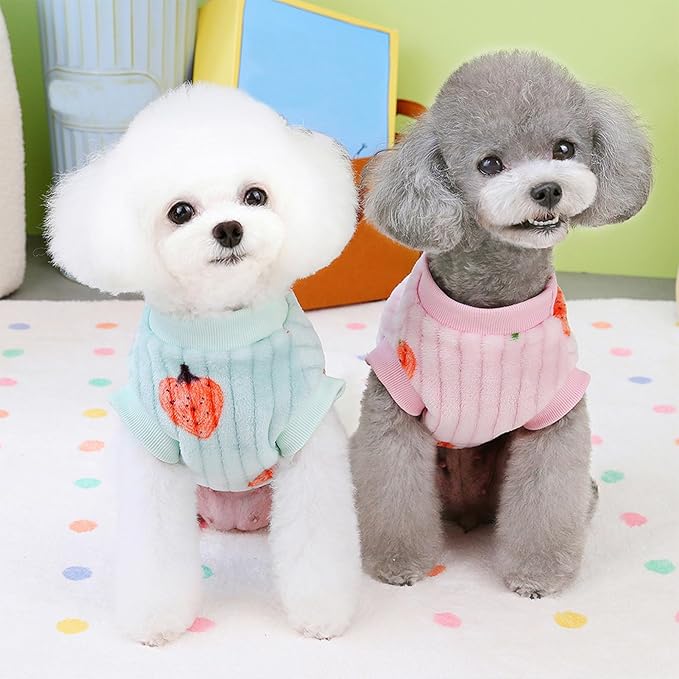 Pet Pullover Dog Sweater Strawberry Winter Puppy Clothes for Small Dogs Cats Warm Dog Knitwear Outfits Doggy Knitted Clothing with D-Ring, 2 Pack, Strawberry, Large