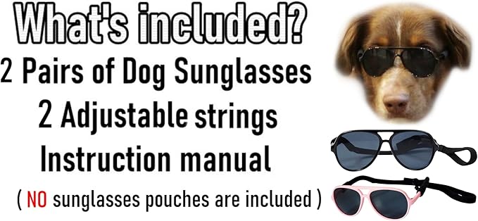 G010 Dog Pet Costume Prop Aviator Sunglasses Medium Breeds 20-40 lbs (2-Pack Black+Pink)