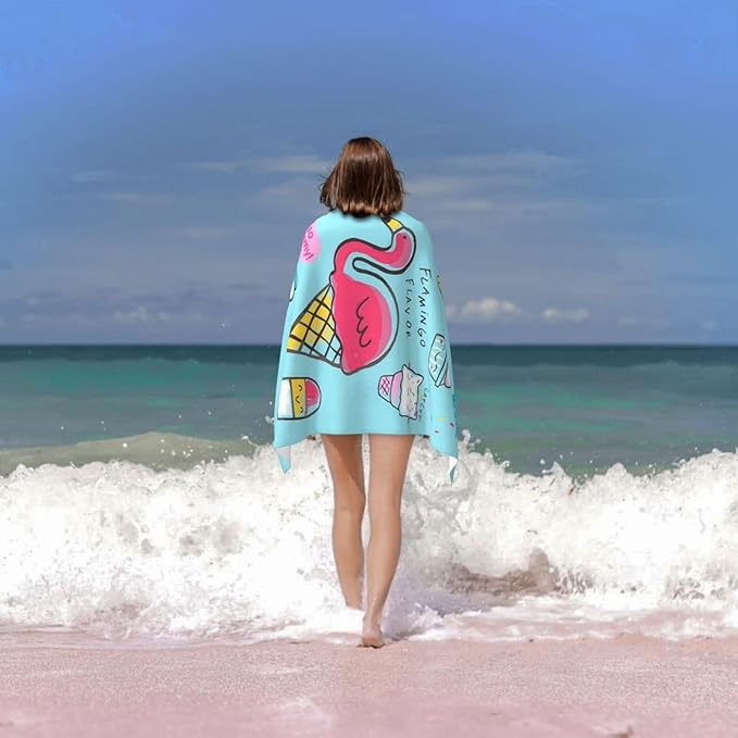 Cute Mermaid Beach Towel for Kids/Boys/Toddler/Baby, Personalized Microfiber Flamingo Beach Towels Bulk, Quick Dry Beach Towel for Pool, Lightweight Bath Towels Oversized Clearance 30"x 60"