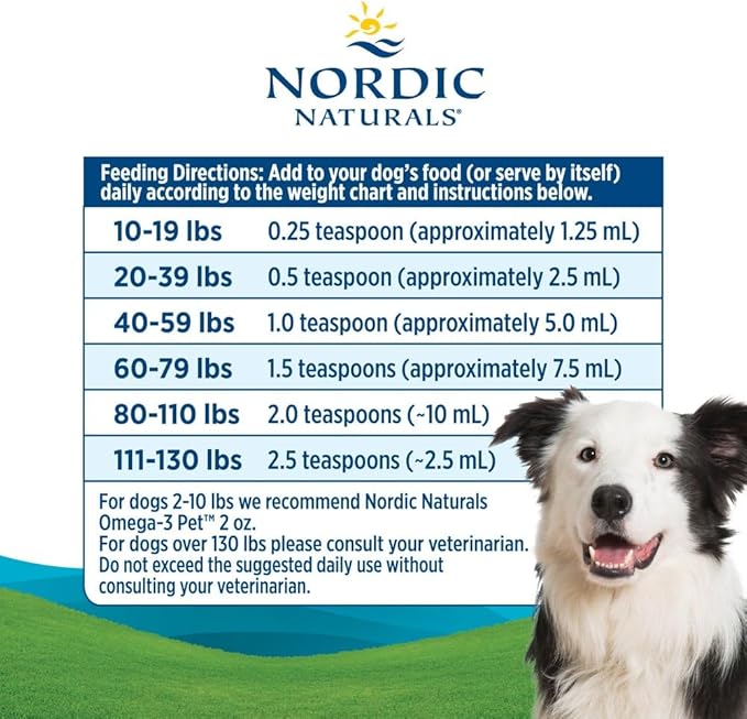 Nordic Naturals Omega-3 Pet, Unflavored - 8 oz - 1380 mg Omega-3 Per Teaspoon - Fish Oil for Medium to Large Dogs with EPA & DHA - Promotes Heart, Skin, Coat, & Immune Health