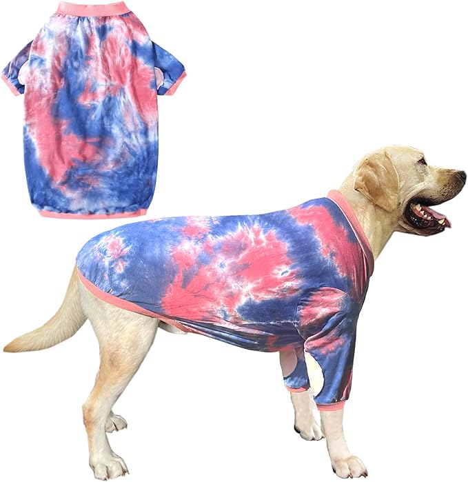 Dog Cotton Pink Blue T-Shirts Soft and Stretchy Dog Shirt Pajamas Pets Clothes for Extra Large Dogs(3XL PinkBlue)