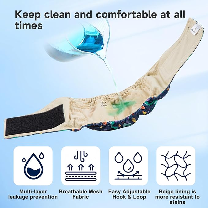 Male Dogs Diapers Belly Bands(4Pack), Washable Reusable Male Boy Doggy Wraps Panties for Doggie Puppy Pooping Potty Training Incontinence Marking Pañal para Perro X-Large