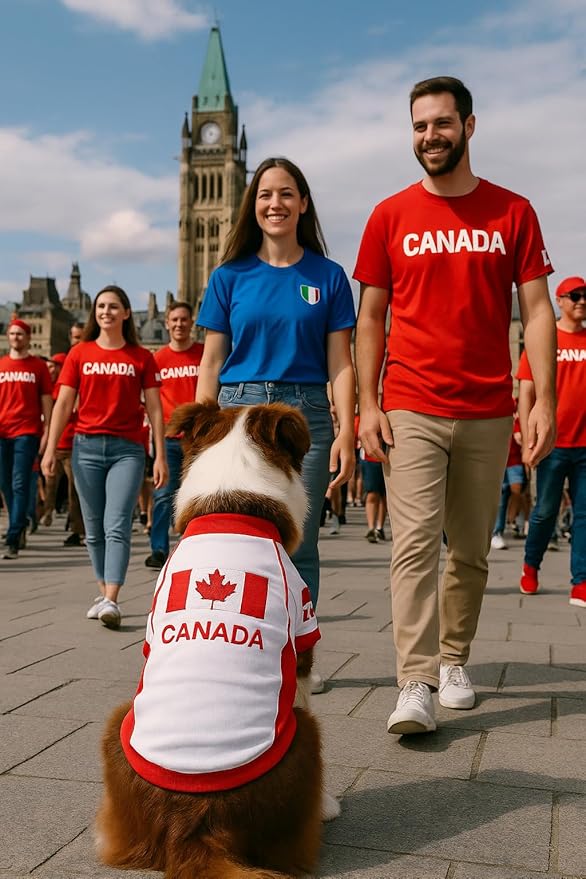Parisian Pet Team Canada Dog Jersey - Breathable Mesh Puppy Football Jersey - Lightweight Stretch Sporty Dog Clothes - Summer Shirts for Large Dogs - Soccer Jersey for Dogs - Sportswear Pet Clothes