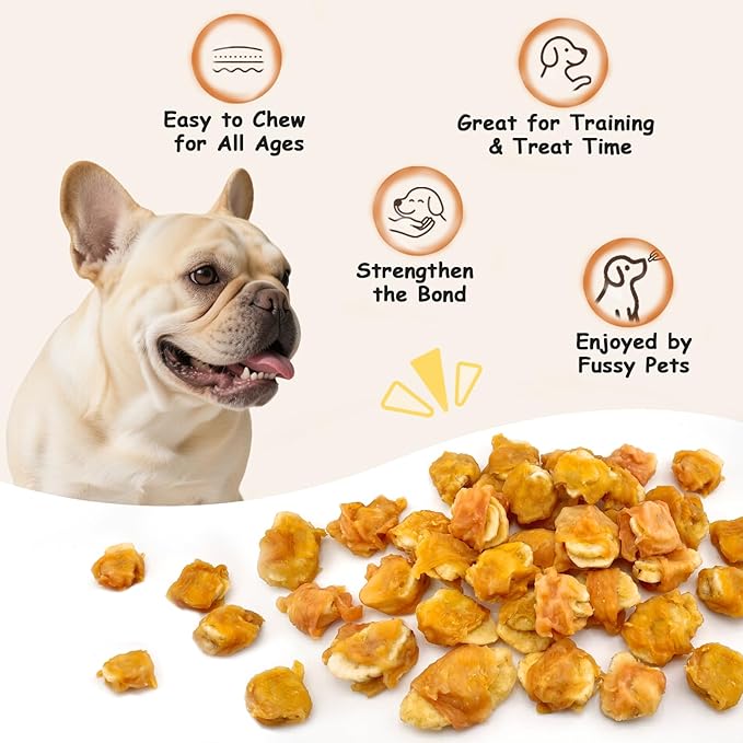 Chicken Wrapped Banana Dog Treats, Gluten and Grain Free Chicken Banana Chips, Healthy Chewy Dog Bites for Puppy and Small Dogs