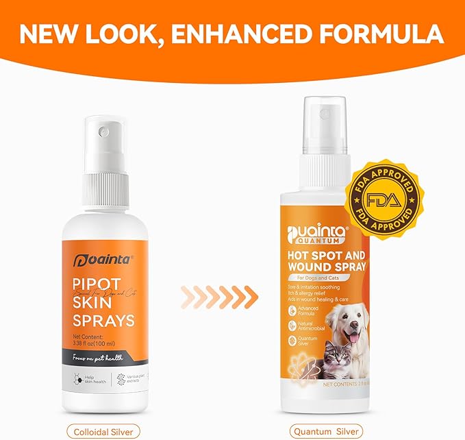 Hot Spot Spray for Dogs, Upgraded Quantum Silver Skin Spray for Dogs, Itch Relief and Hot Spot Treatment for Dogs, Supports Skin Infections and Irritations for All Animals, 2oz