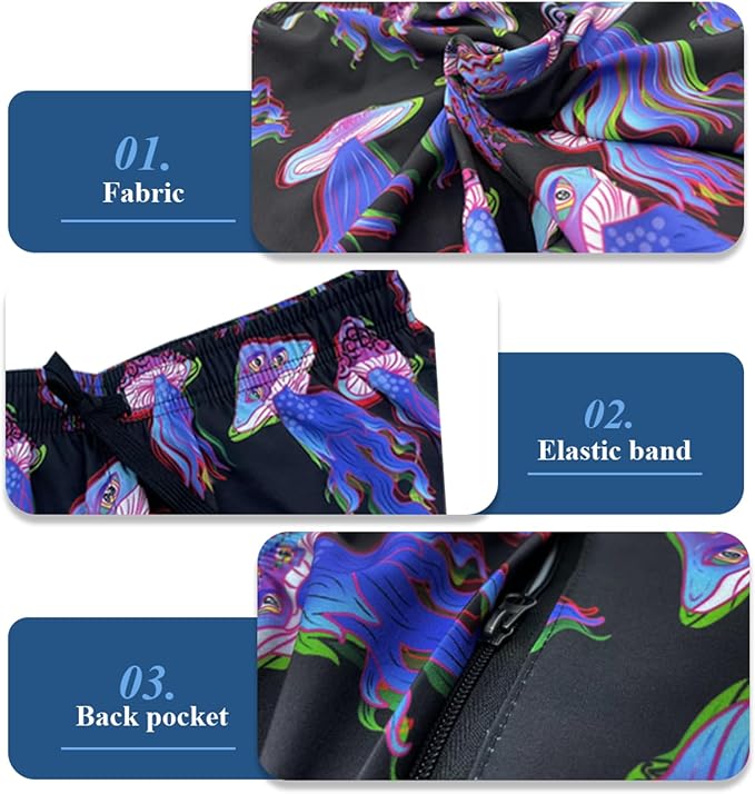 Mens Swim Trunks with Compression Liner Quick Dry Zipper Pocket Bathing