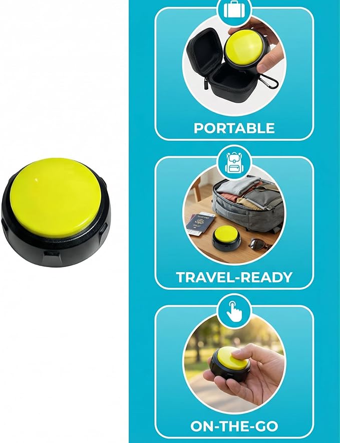 Dog Buttons for Communication, Recordable Button for Dog Starter Training, 30-Second Custom Voice Buzzer, Funny Gag Gift for Coworkers, Portable 3x3 Inch Desktop Memo. (Yellow, Colour)