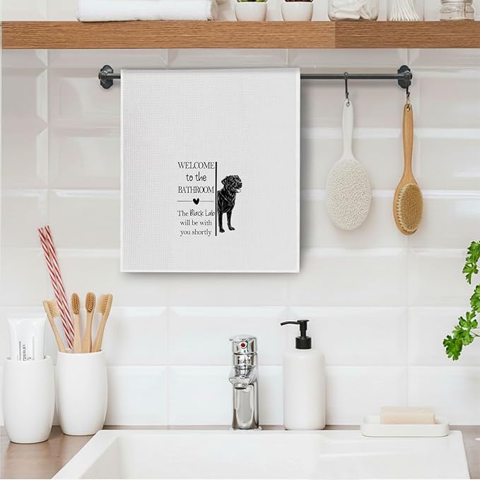 Black Lab Gifts Bathroom Hand Towels, Black Labrador Retriever Dog Owner Lovers Gifts for Women, Funny Dog Decorative Hand Towel for Bathroom Kitchen Decor, 16x24 Inch