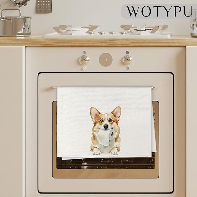 Funny Welsh Corgi Gifts Bathroom Hand Towels, Gifts for Corgi Lovers, Dog Lover Gifts Decorative Hand Towels for Kids Guest Bathroom Washroom Half Bath, 16x24 Inch