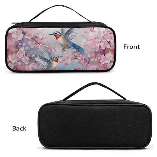 Gomyblomy Stethoscope Carrying Case Fit for Most Stethoscopes, Hummingbird Cherry Blossom Print Stethoscope Holder Large Stethoscope Bag with Extra Room for Nurse Accessories