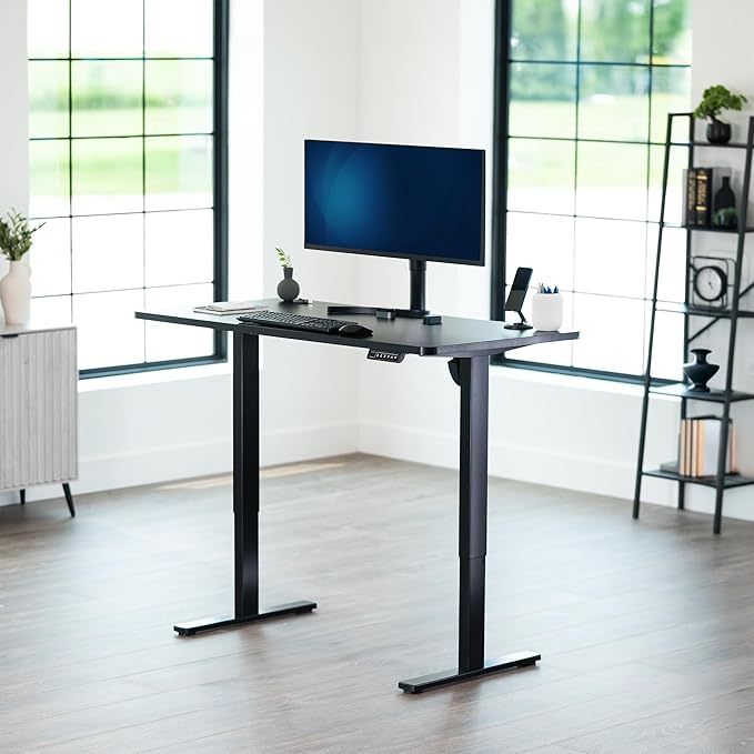 VIVO Universal 55 x 28 inch Solid One-Piece Table Top for Standard and Sit to Stand Height Adjustable Home and Office Desk Frames, Black, DESK-TOP55-28B