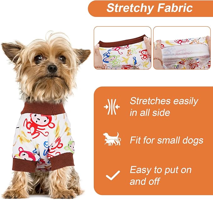 XS Dog Clothes for Small Dogs Girl Boy, Lightweight Velvet Pet Pjs, Fleece Stretch Dog Onesie, Puppy Spring Winter Clothes, Jumpsuit, Jammies, Dog Outfit Apparel, XS, Brown