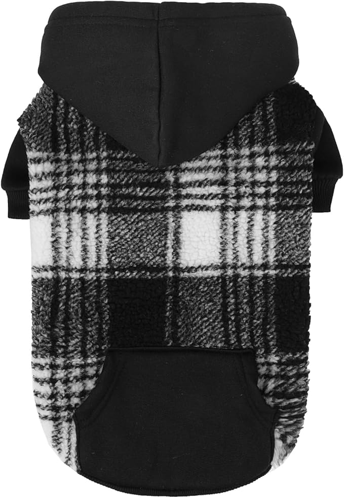 PUPTECK Dog Hoodie Puppy Sweatshirt Warm Dog Sweater Winter Clothes Cold Weather Coats for Small Medium Large Dogs, Black, S
