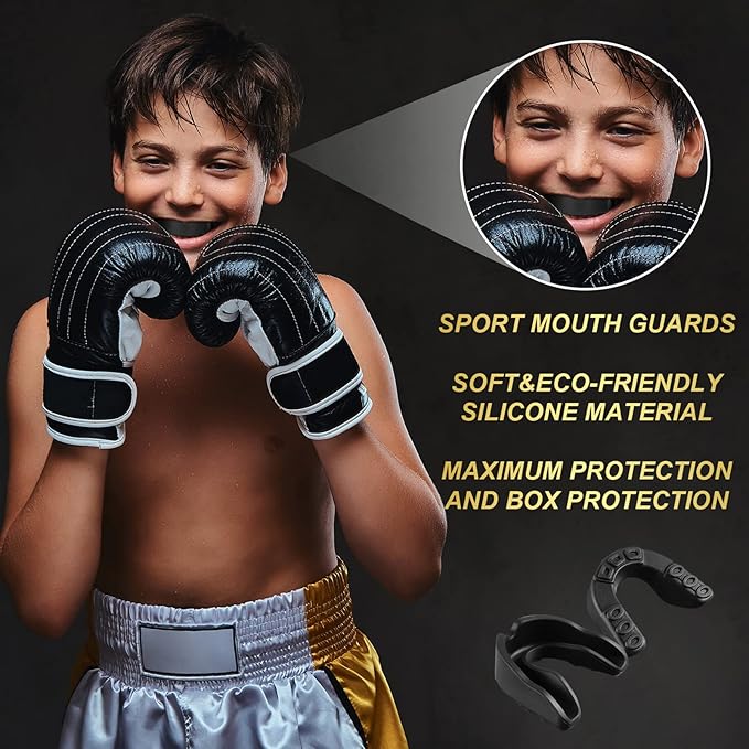 BBTO 6 Pcs Youth Kids Mouth Guard for Sports, Boys Girls Mouth Guard with Case, Mouthguard for Wrestling Boxing Basketball Hockey Football