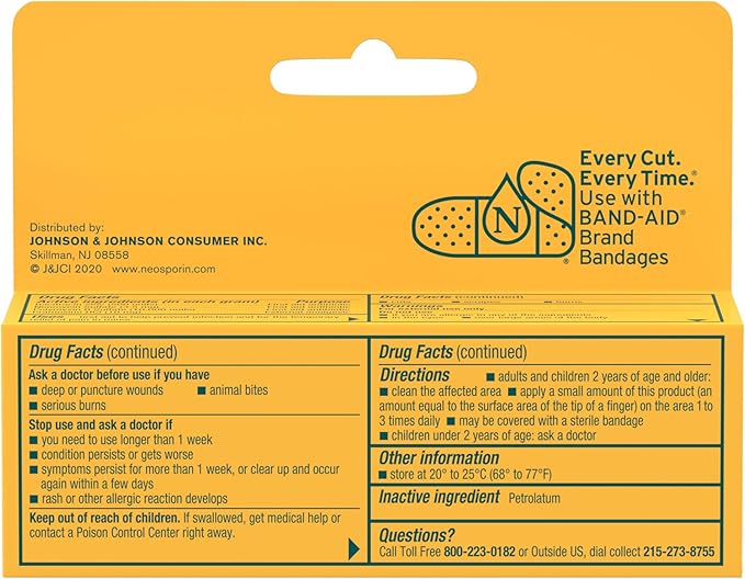 Neosporin + Maximum-Strength Pain Relief Dual Action Ointment, First Aid Topical Antibiotic & Analgesic Ointment for 24-Hour Infection Protection with Bacitracin Zinc & Pramoxine HCl,.5 oz