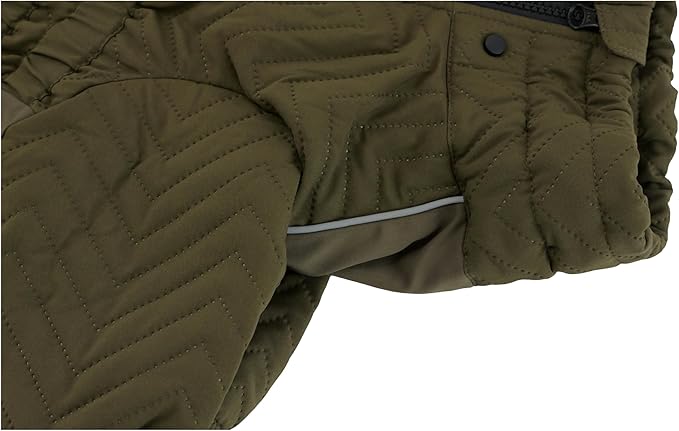 Lovelonglong Warm Dog Coat Double Layers Vest, 4 Legs Covered Windproof Waterproof Reflective Outdoor Skating Costume for Corgis Dachshund Olive D-L