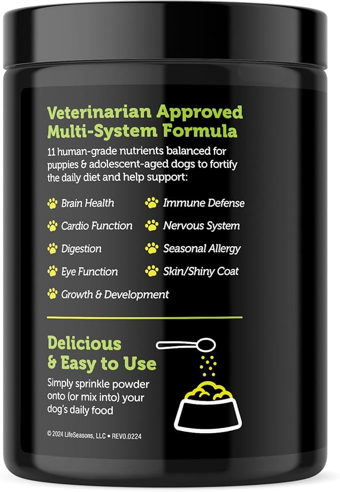 Stage 1: Puppy Formula 0-3 Years for Dog Weight Gain, Muscle & Joint Development, Healthy Skin & Coat | Omega 3 & 6, Spirulina, Vitamin B6 & Probiotics - Vet Approved