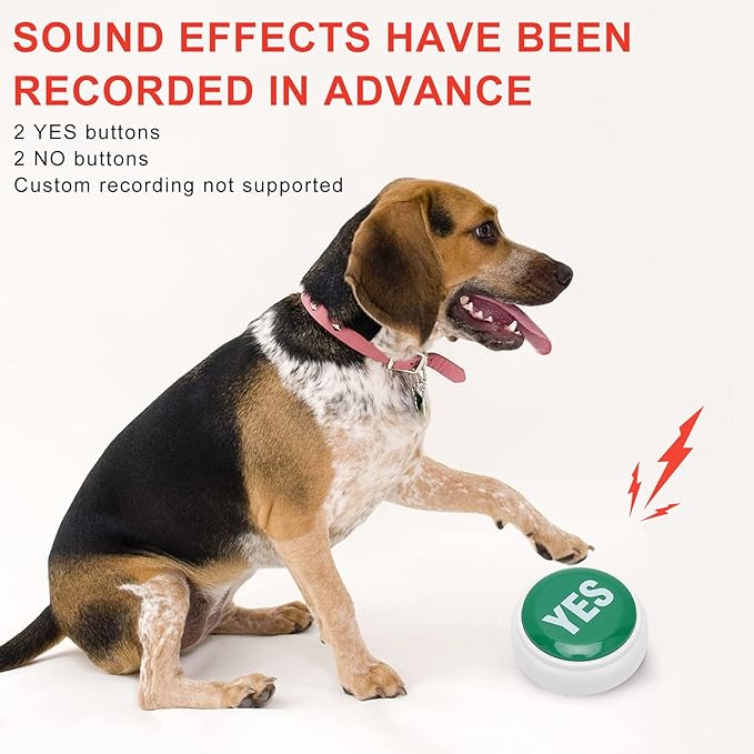 4pcs Dog Buttons for Communication, Portable Pet Training Buzzer, Yes Or No Pre Recorded Sound Effect, 2 Colors, Speaking but ton for Dog Training