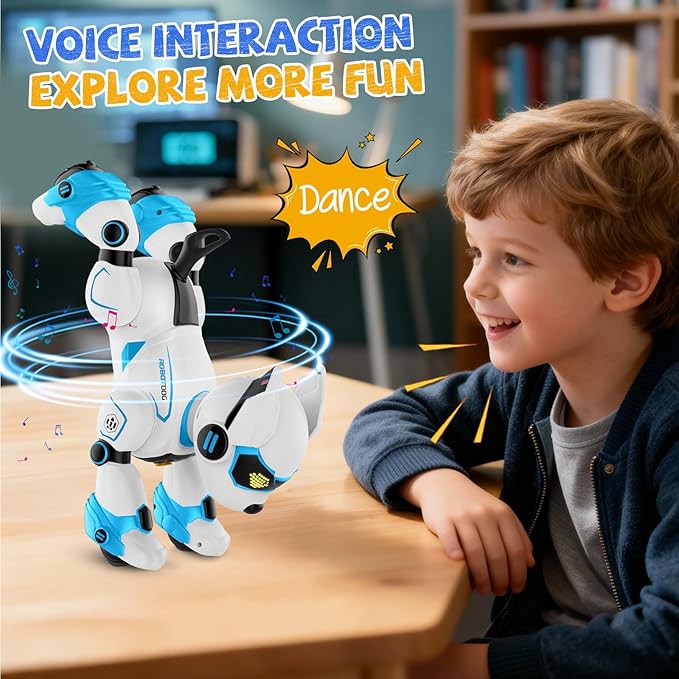 Robot Dog for Kids, Remote Control Dog with Voice Touch Interaction and lmitation Show, Programmable Gesture Sensing Dog Robot, Singing, Dancing, Talking, Smart Stunt Robot Dog Toy Gift for Boys Girls