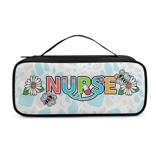 Gomyblomy Stethoscope Case with Extra Room for Nursing Accessories Bee Daisy Nurse Print Portable Stethoscope Holder Storage Bag with Handle for Nurses and Doctors, Universal Fit