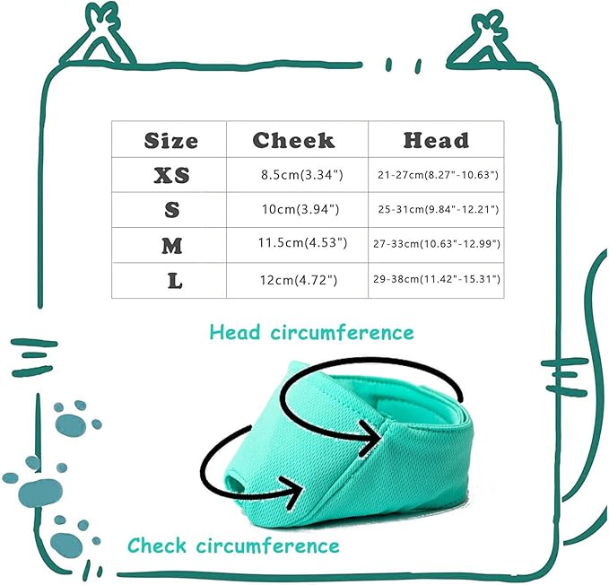 Cat Muzzle with Breathable Mesh, Cat Mouth Guard Muzzle for Prevent Biting Chewing Grooming,Anti Scratch (S,Green)