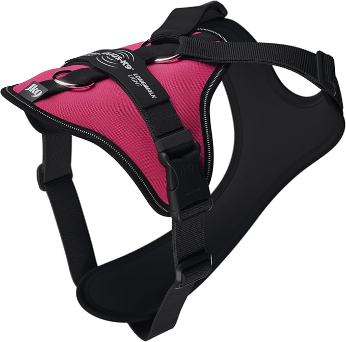 JK9 Longwalk Light Dog Harness with Tracker Pocket, DarkPink, Size: XL