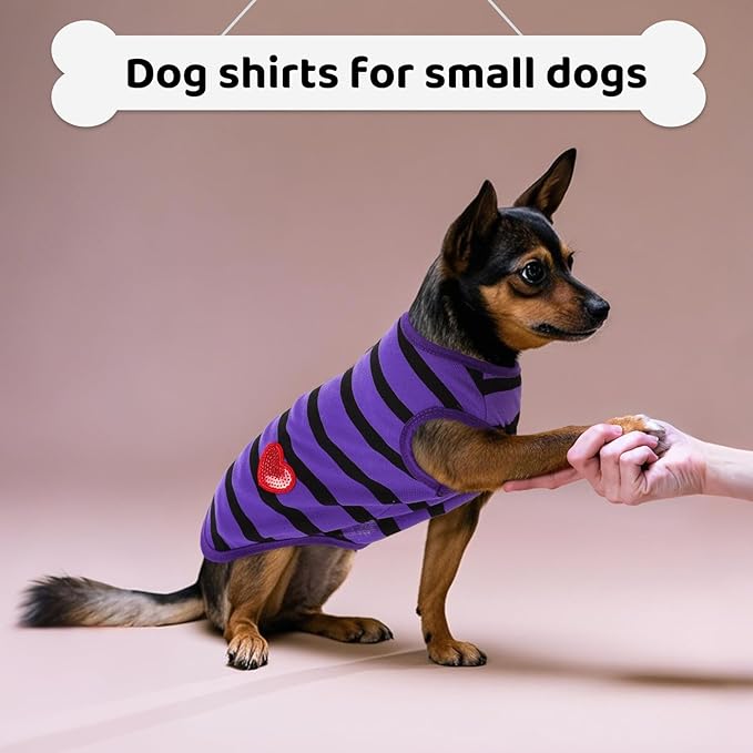 Dog Shirts for Large Dogs, Striped T-Shirts Pets Vest Pet Apparel Tee Shirts Dog Tank Top Spring Summer Suitable for Chihuahua French Bulldog Bichon Shih Tzu