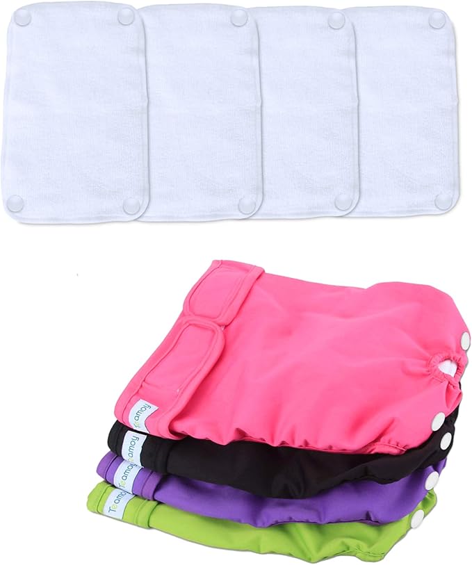 Teamoy Reusable Female Dog Diapers with Inserts (Pack of 4), Doggie Diaper Liners Period Pants for Dogs in Heat & Incontinence, Super-Absorbent, L2