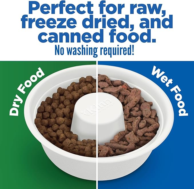 Kinn Slow Feeder Dog Bowl, Disposable Pet Food Dish to Slow Down Eating Dogs, Frame Refills, for Travel, Boarding, or Crate, Compostable Pet Travel Bowl, No Plastic, Leakproof, 4 Cups (12 Count)