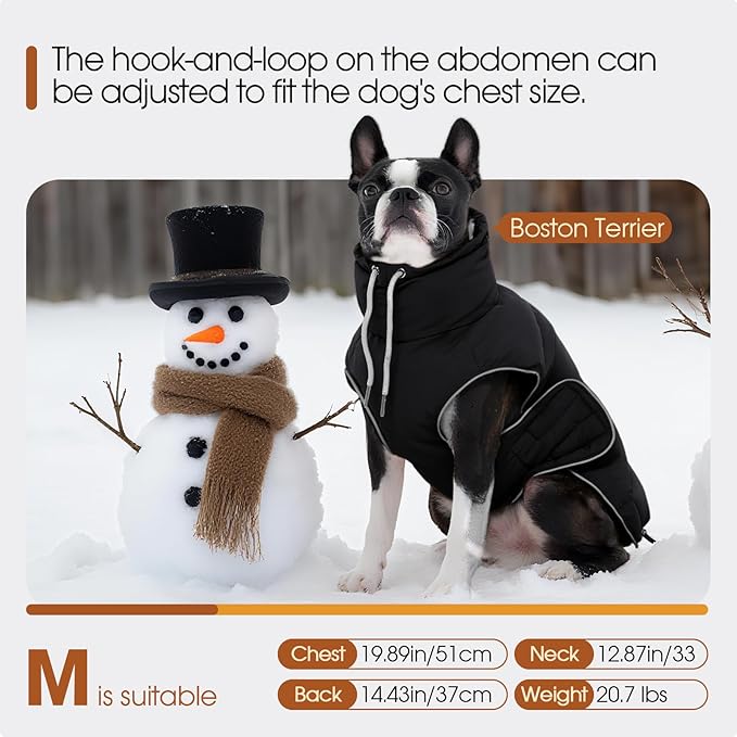 FUAMEY Dog Puffer Jacket for Large Dogs,Dog Cold Weather Coats Dogs Down Jackets Waterproof Pet Snowsuits Warm Puppy Winter Vest Turtleneck Pets Adjustable Jackets Coats Black XXL