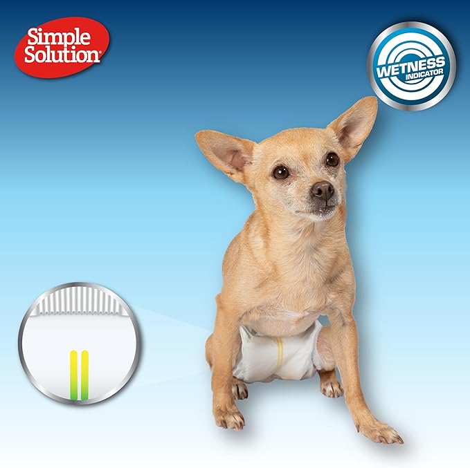 Simple Solution Disposable Wraps for Male Dogs, Dog Diapers, Male Dog Wraps, Leak Proof with Wetness Indicator, Potty Training, Doggie Diaper for Incontinence, 15 – 23 Inch Waist, (M,12 Count)